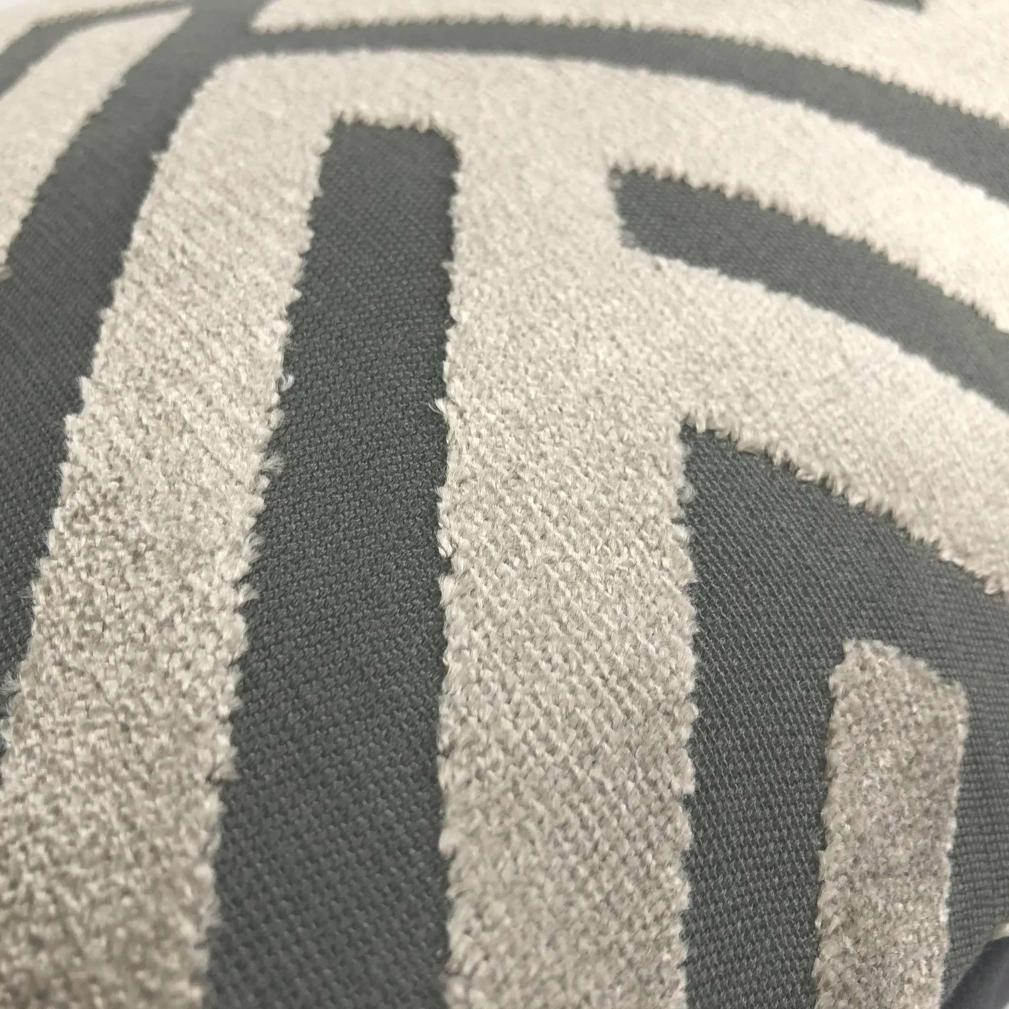 Euclid Taupe Gray Geometric Chevron Zig Zag Cut Velvet Texture Pillow Cover