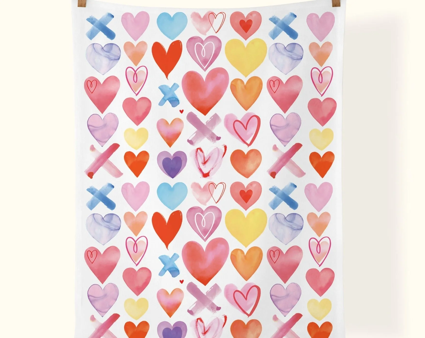 Extra Hearts 100% Cotton Tea Towel