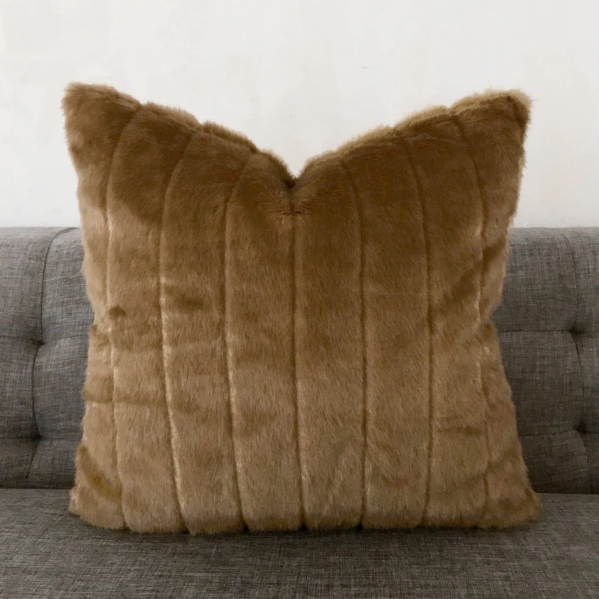 Faux Mink in Caramel Luxury Pillow Cover 22x22