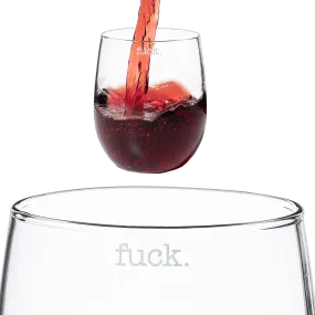 F*CK Wine Glass Single Set, Large 11 oz Glasses, Fuck Fucking Glass Unique Italian Style Tall Stemless for White & Red Wine, Water, Novelty Tumbler, Gifts, Comedy Beautiful Glassware (Stemless) by The Wine Savant