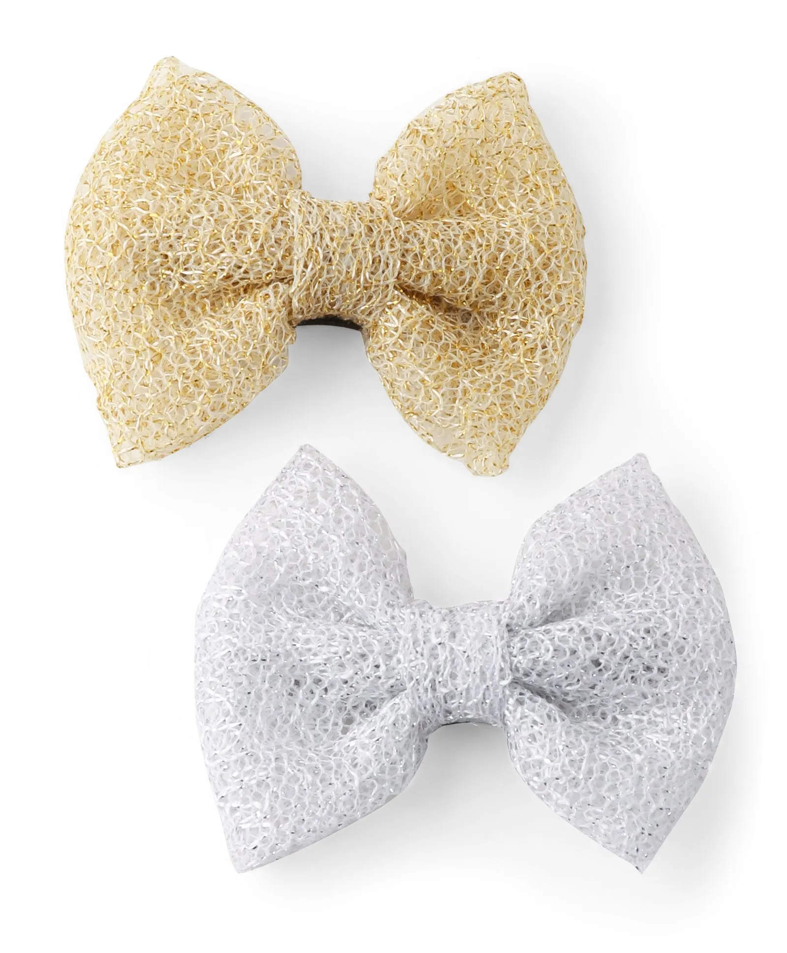 Festive Bow Alligator Clips - Golden & Silver