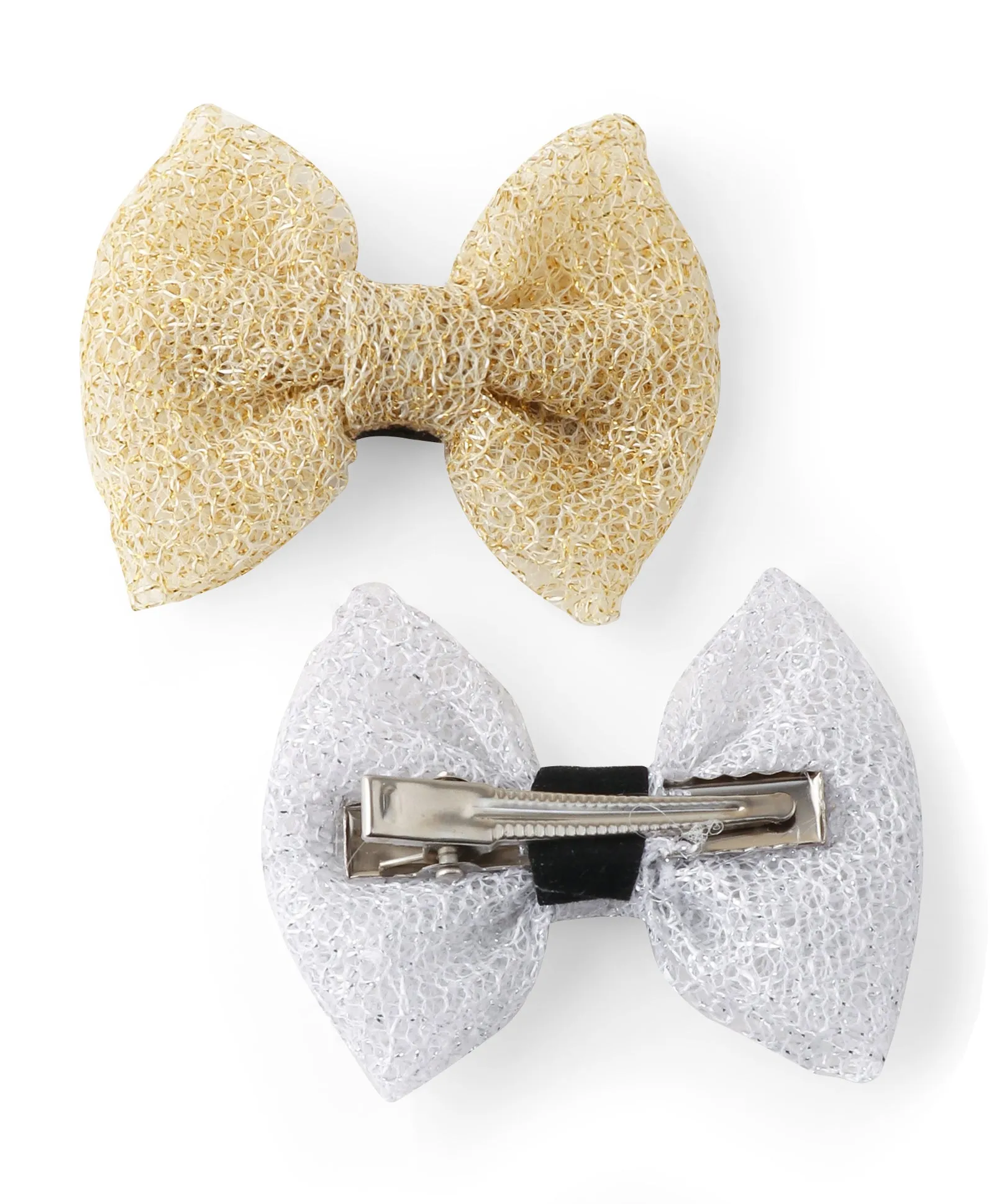 Festive Bow Alligator Clips - Golden & Silver