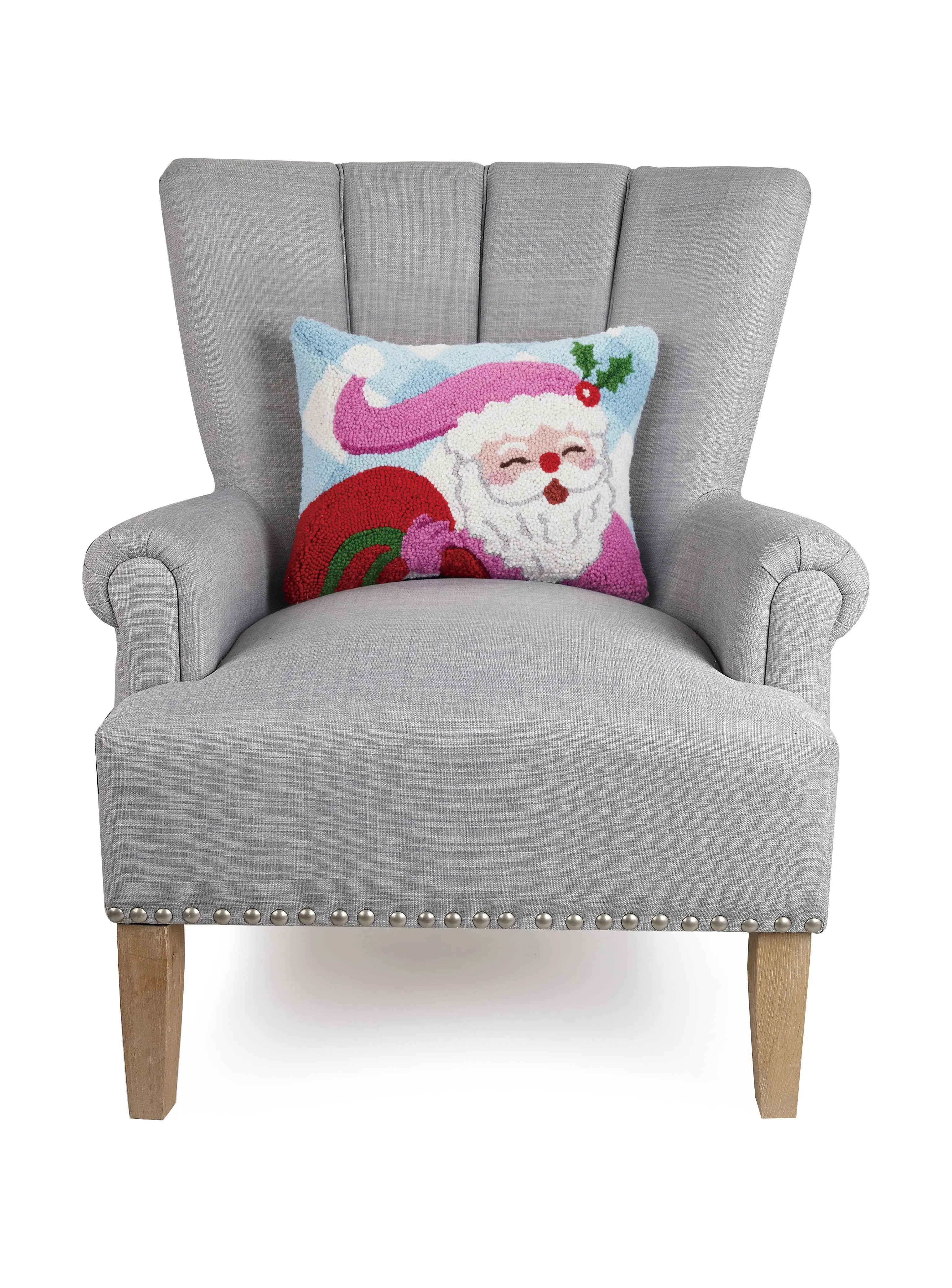 Festive Gingham Santa Hook Pillow