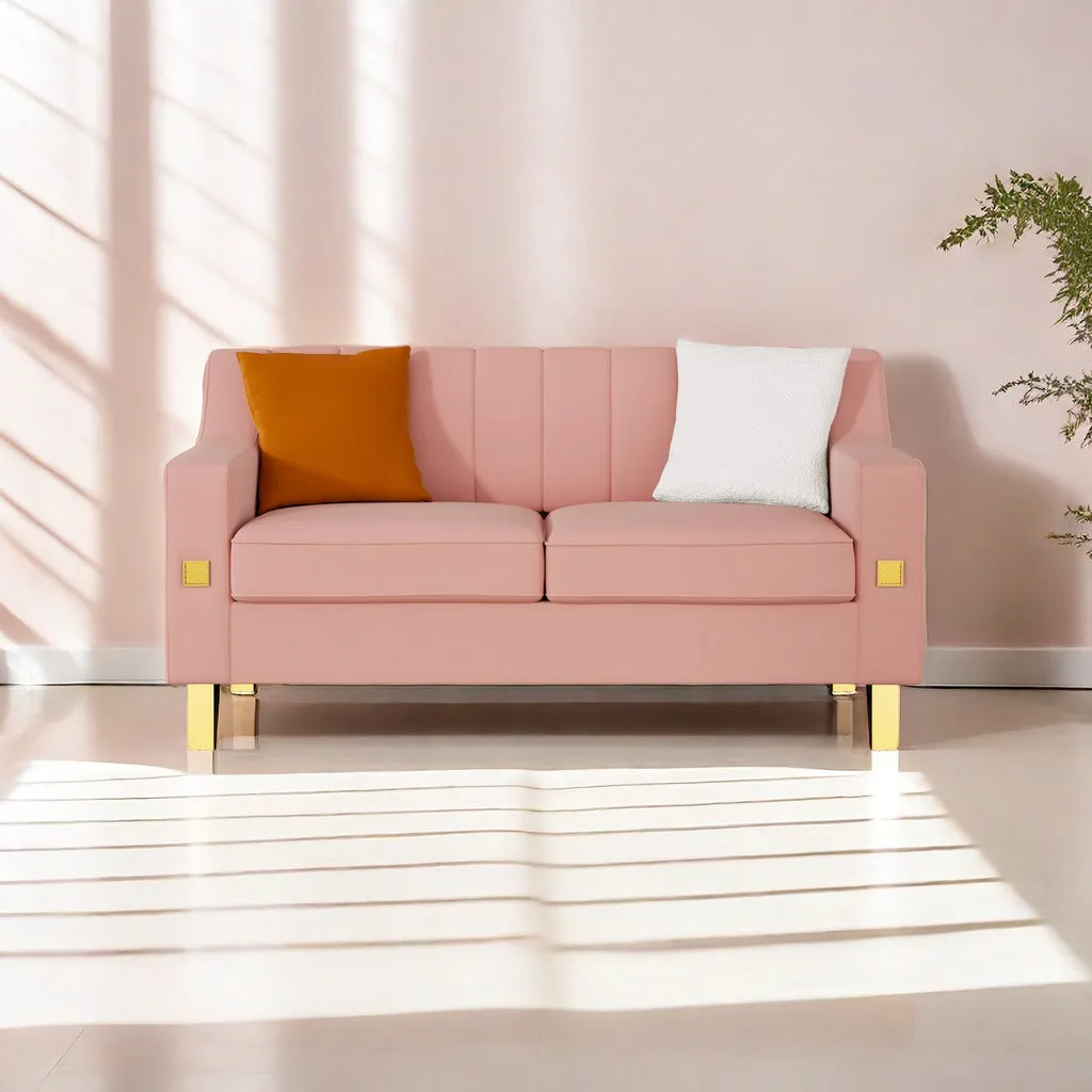 Fexa Velvet Loveseat Sofa - Pink