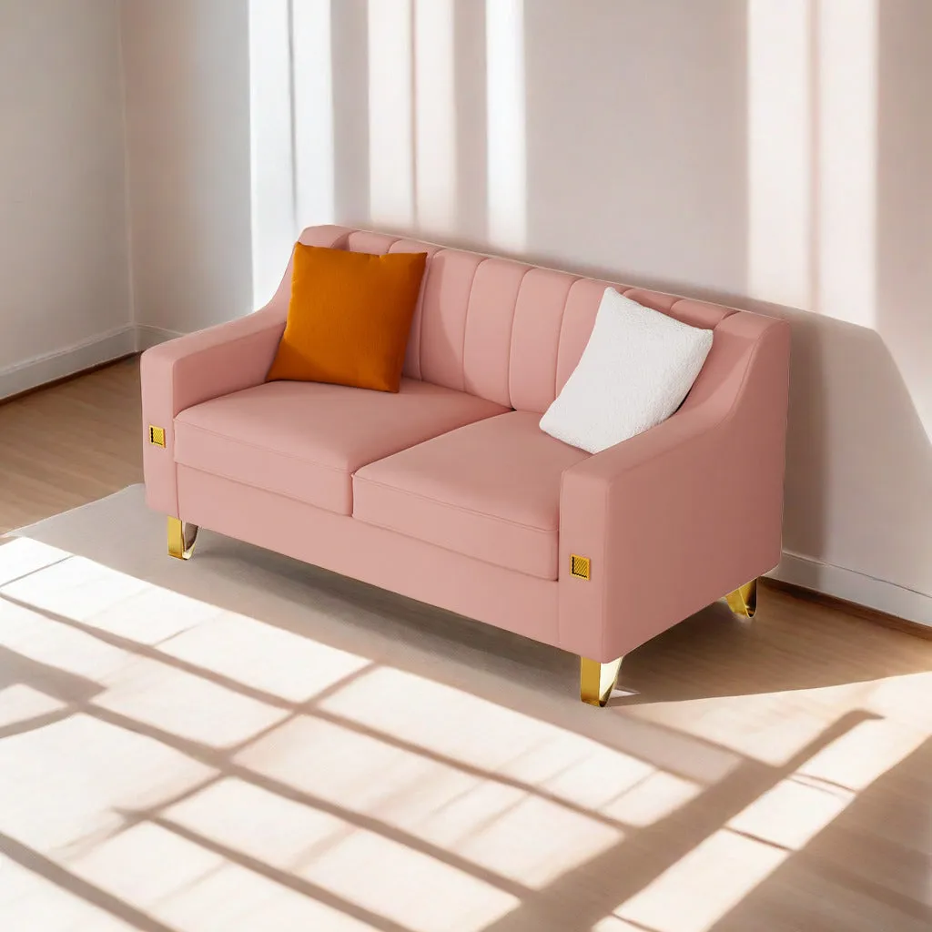 Fexa Velvet Loveseat Sofa - Pink