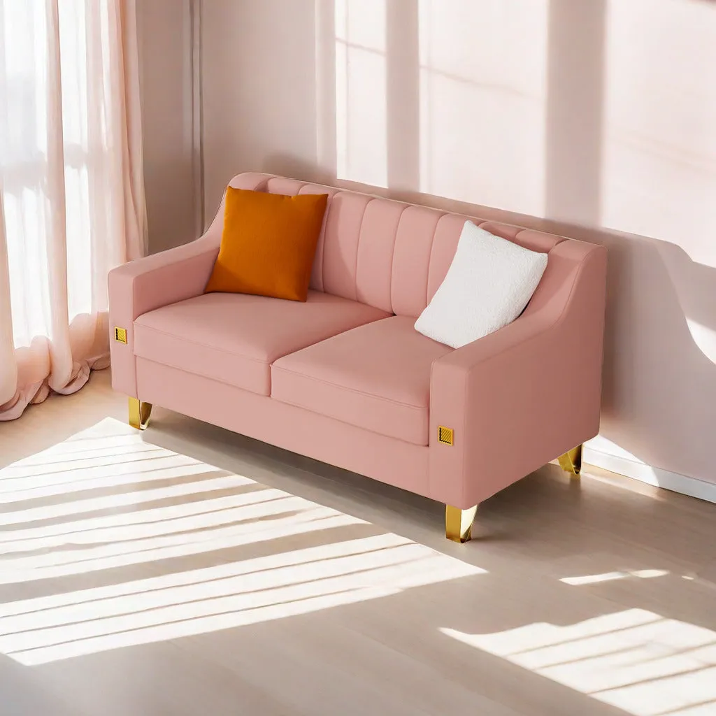 Fexa Velvet Loveseat Sofa - Pink