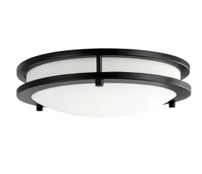 Flaxmere 12 in. Matte Black Dimmable Integrated LED Flush Mount Ceiling Light with Frosted White Glass Shade - HB1023C-43