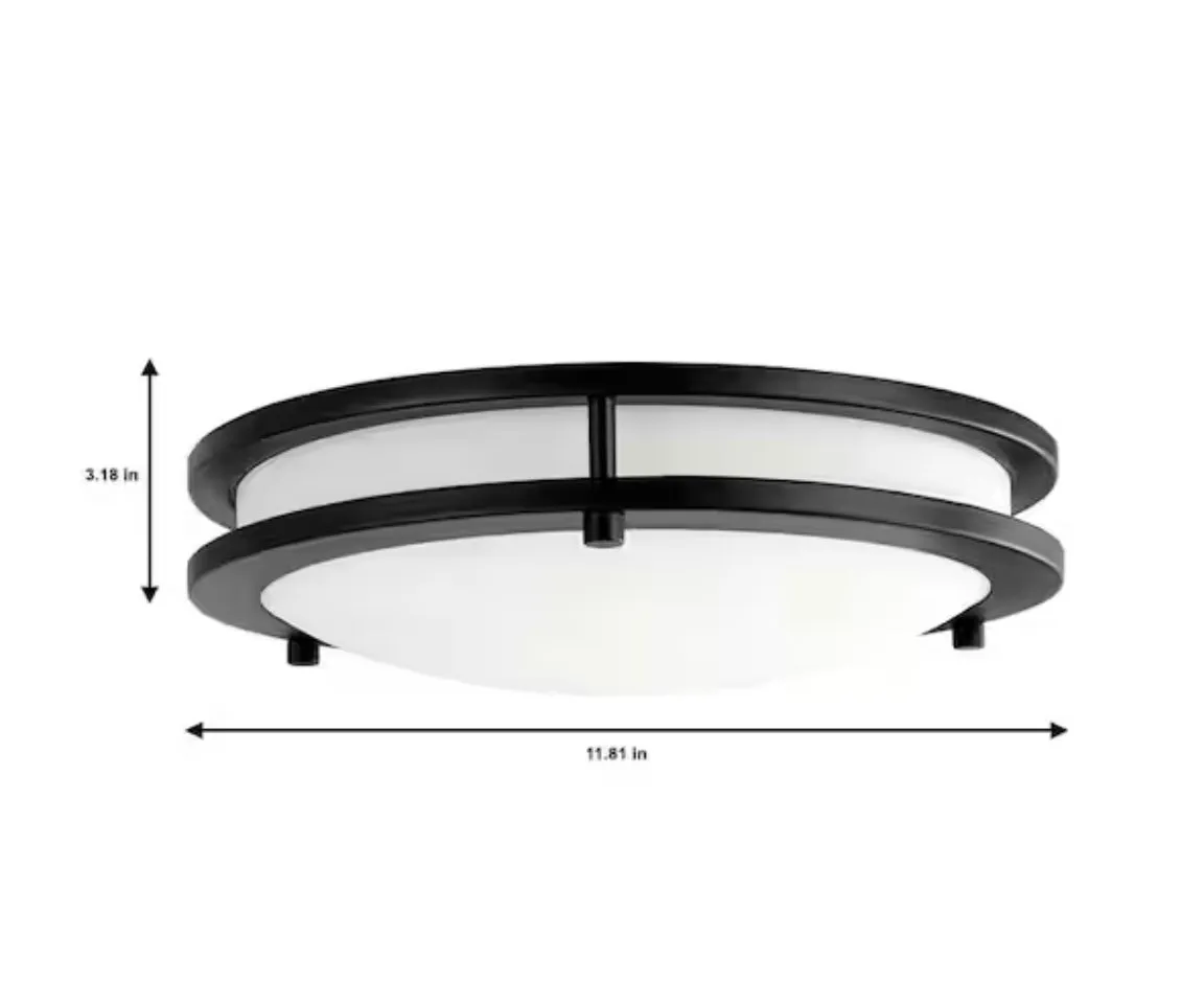 Flaxmere 12 in. Matte Black Dimmable Integrated LED Flush Mount Ceiling Light with Frosted White Glass Shade - HB1023C-43