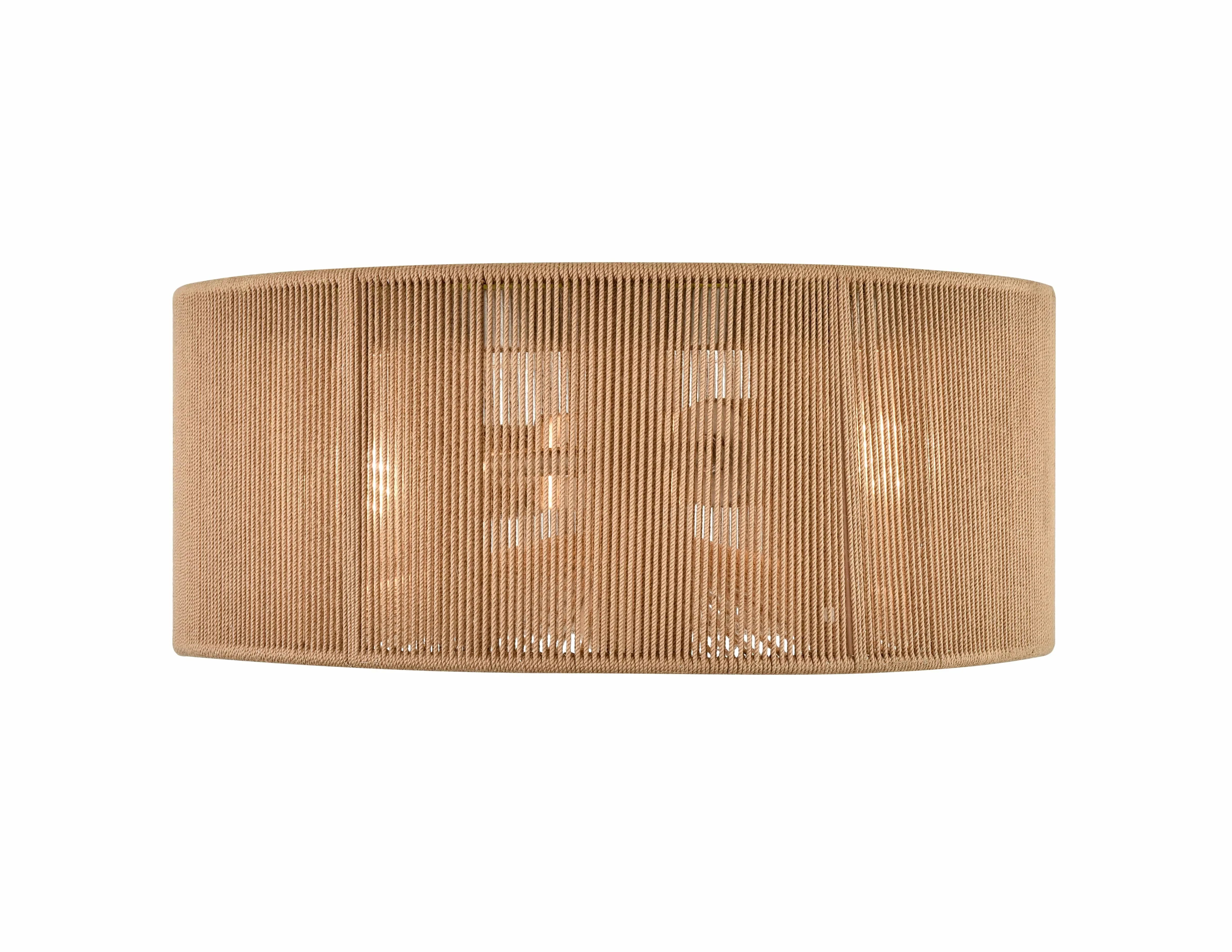 Flush Mount Fixture - Brushed Nickel - Brown Rope Shade - 13in. Diameter - E26 Medium Base