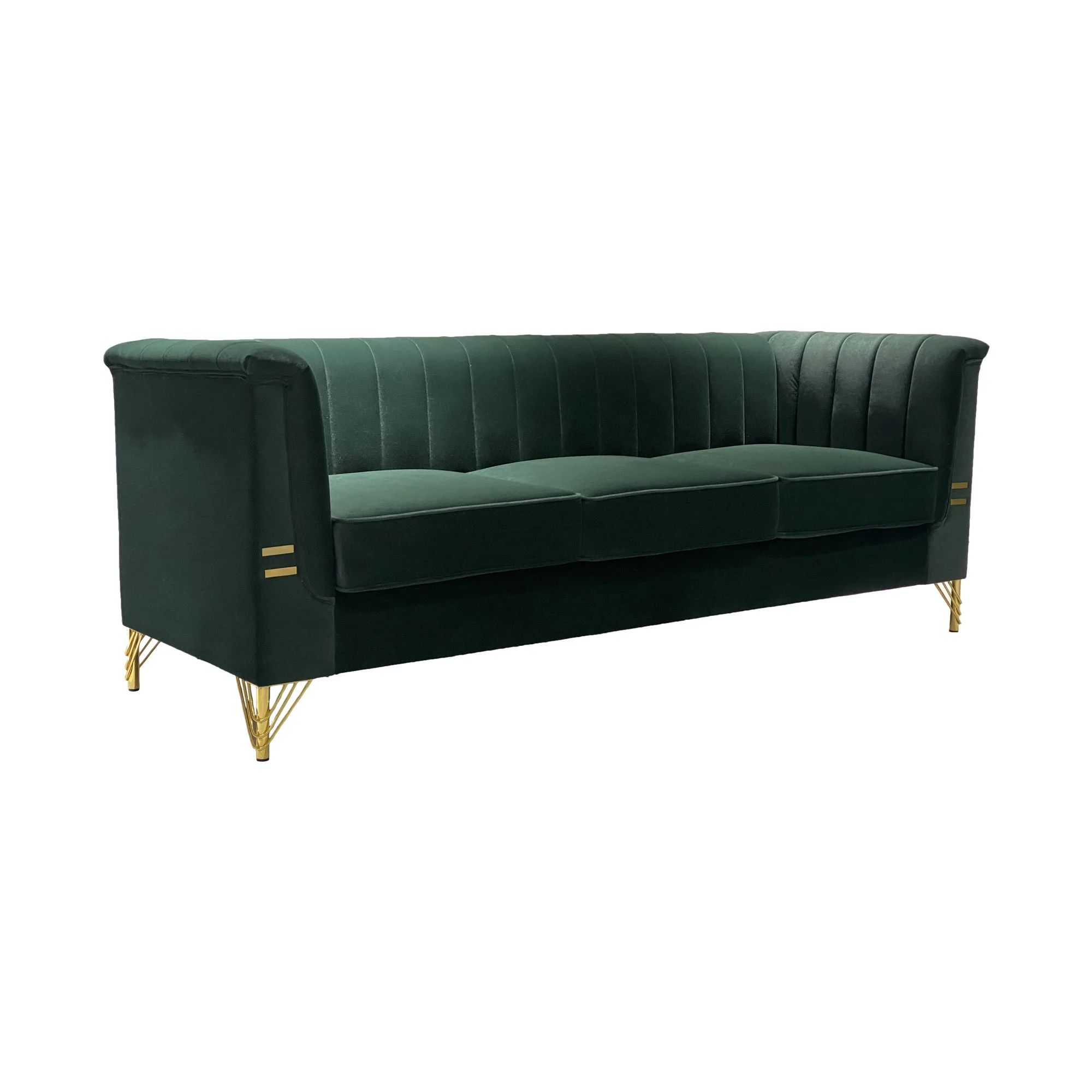 FX-P82-GR(sofa)-82.67'' W Velvet Sofa, Mid-Century Sofa Furniture Chesterfield Couch for Living Room (Sofa, Green)