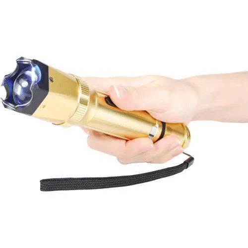 Gold 18,000,000 volt Stun Gun Zoomable Flashlight