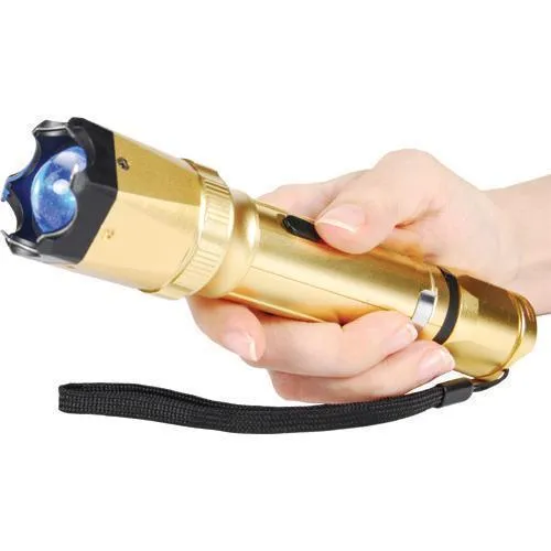 Gold 18,000,000 volt Stun Gun Zoomable Flashlight