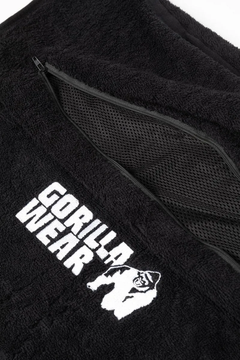 Gorilla Wear Zip Pocket Gym Towel - Black