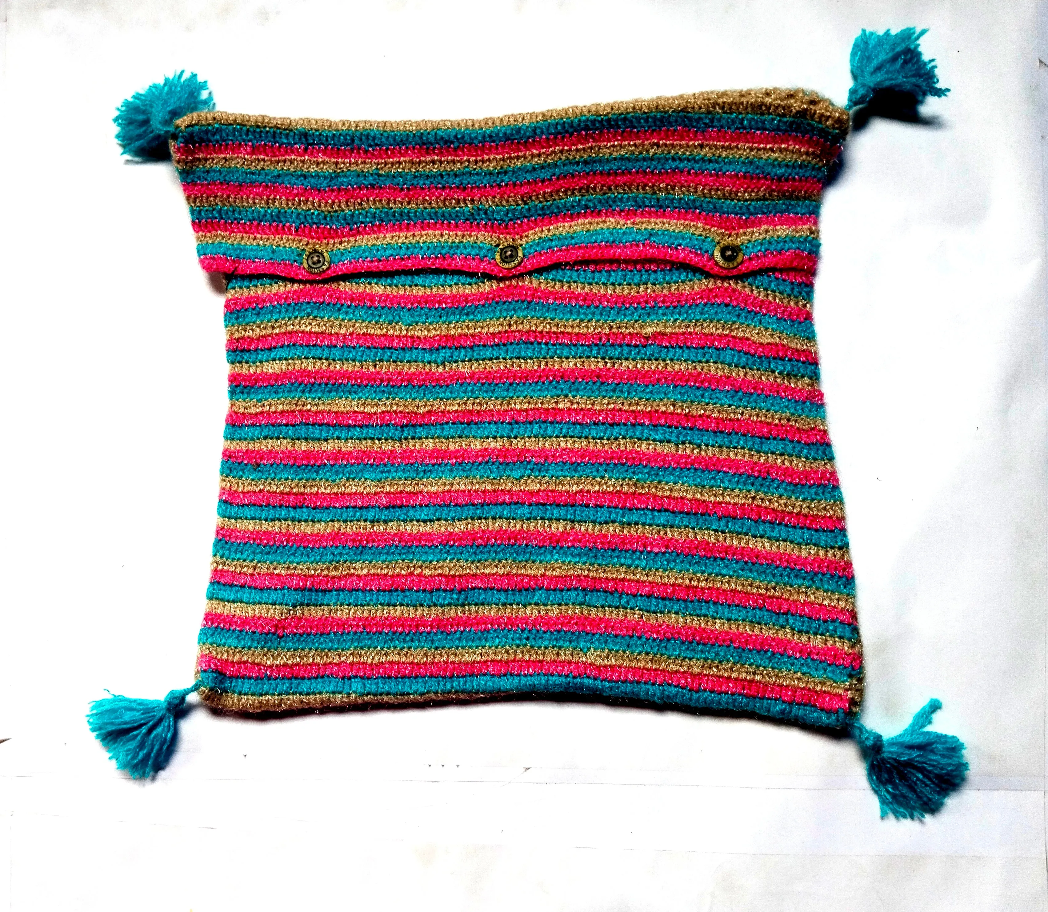 Graminarts Handmade Woolen Crocheted Home Decor Pillow Cover