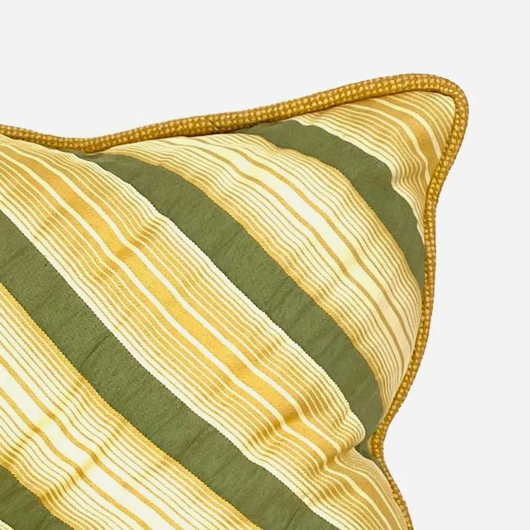 Green and Yellow Button-Tufted Throw Pillow 16x16