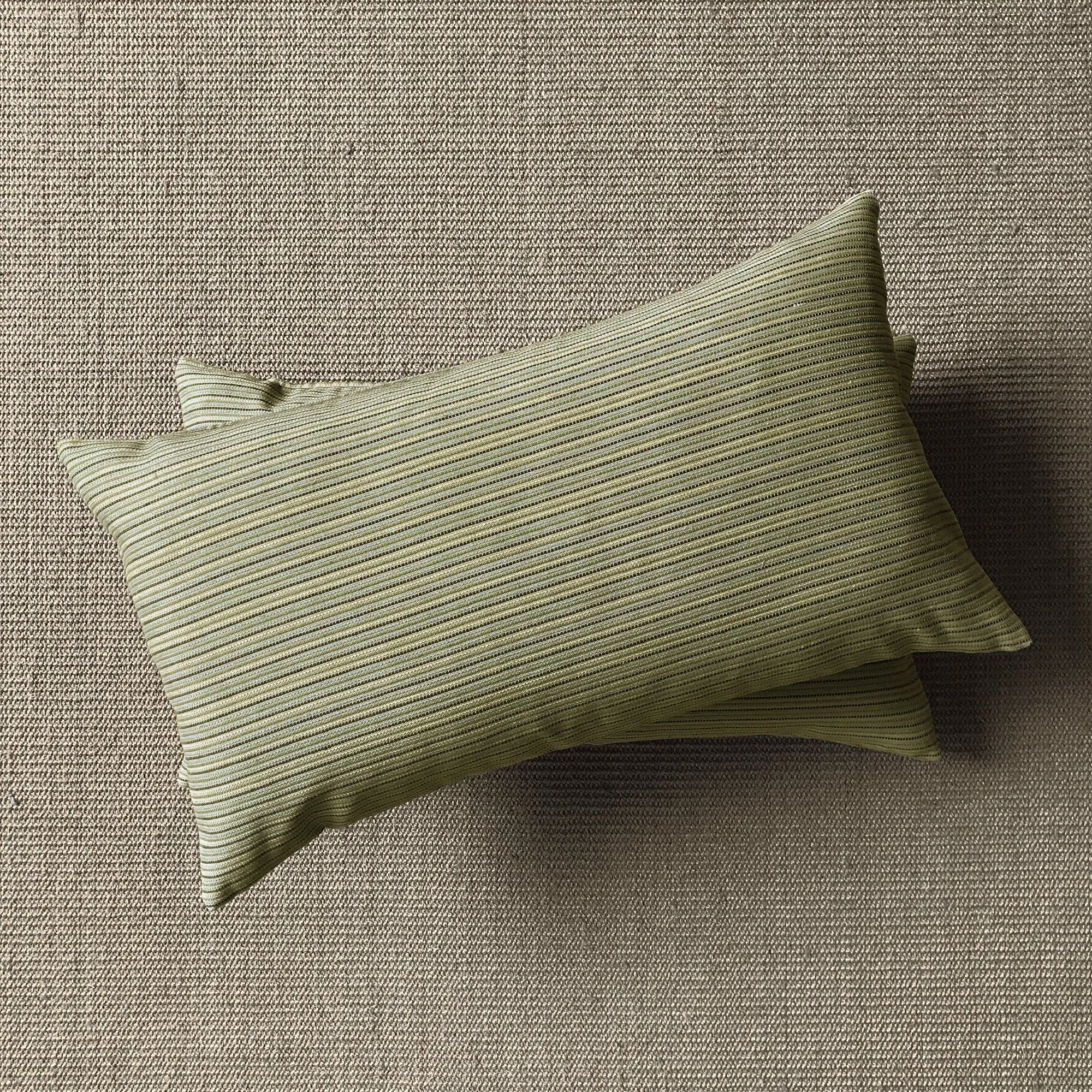 Green Textured Stripe Lumbar Pillow Cover 15x26