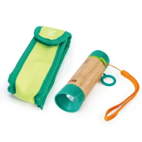 Hape Bamboo Hand-Powered Flashlight and Case E5579