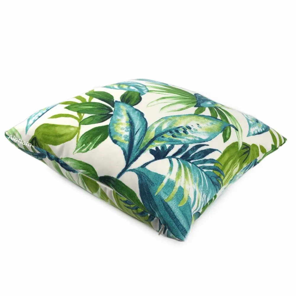 Havana Green Teal Tropical Botanical Indoor Outdoor Pillow Cover