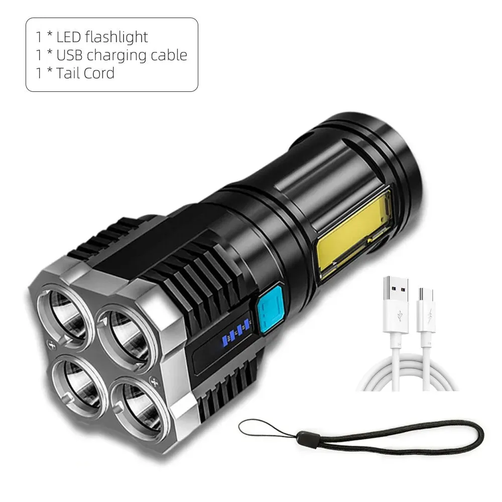 High Powered Handheld LED USB Rechargeable Flashlight.