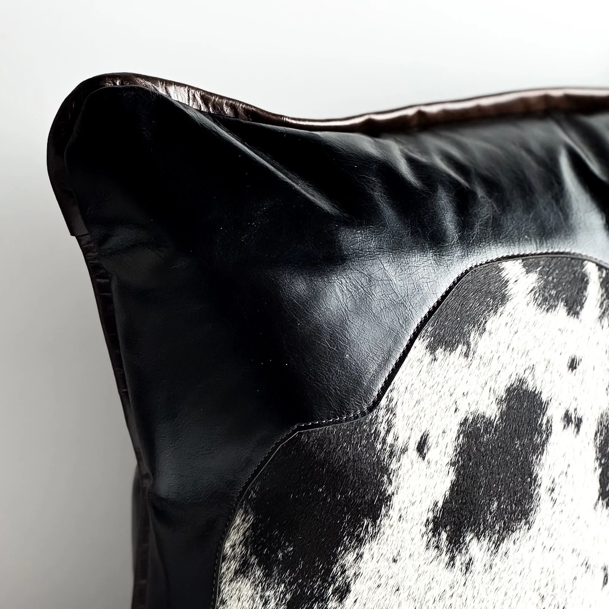 Home Collection | Square Pillow | Bison | Black   Hair-on-Hide