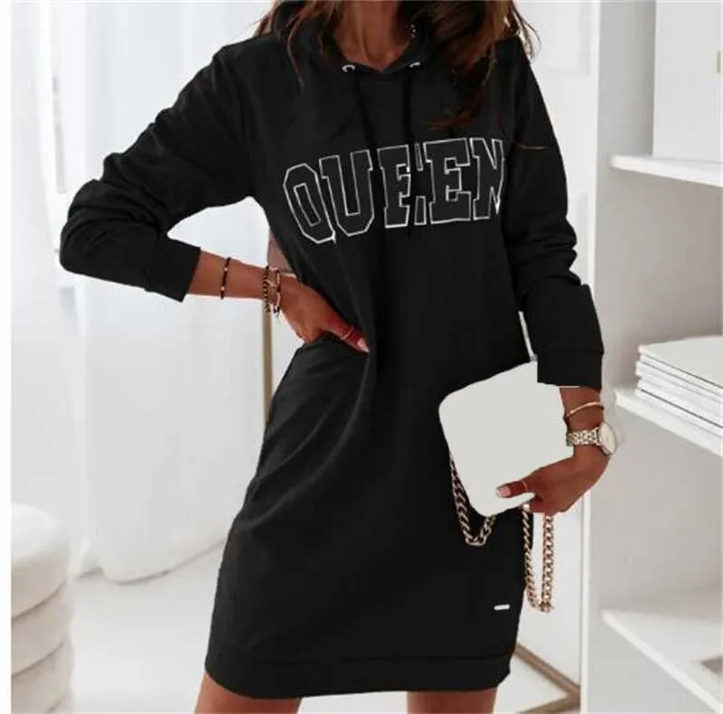 Hooded Letter Casual Dress