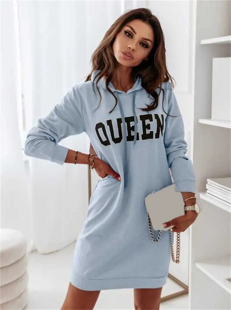 Hooded Letter Casual Dress