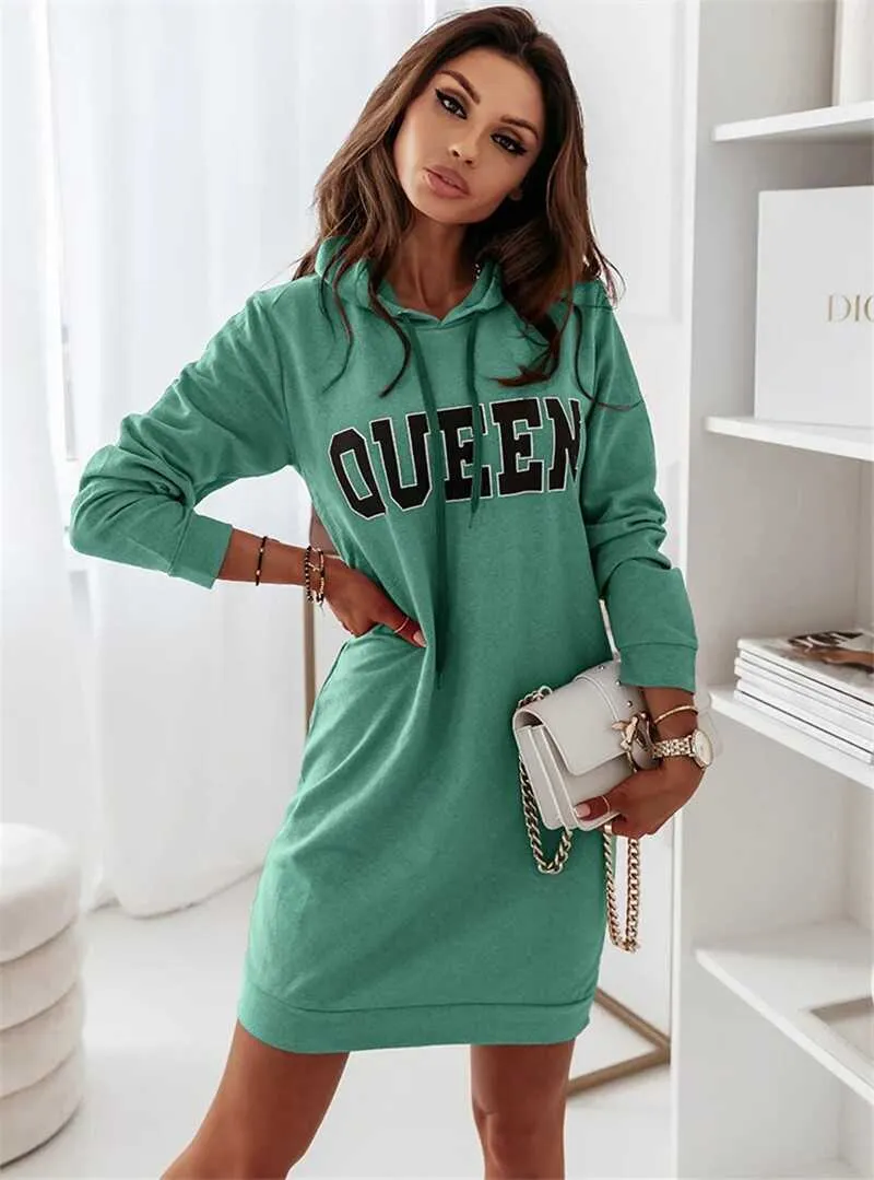 Hooded Letter Casual Dress