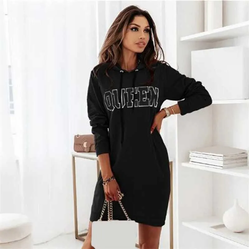 Hooded Letter Casual Dress