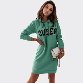 Hooded Letter Casual Dress