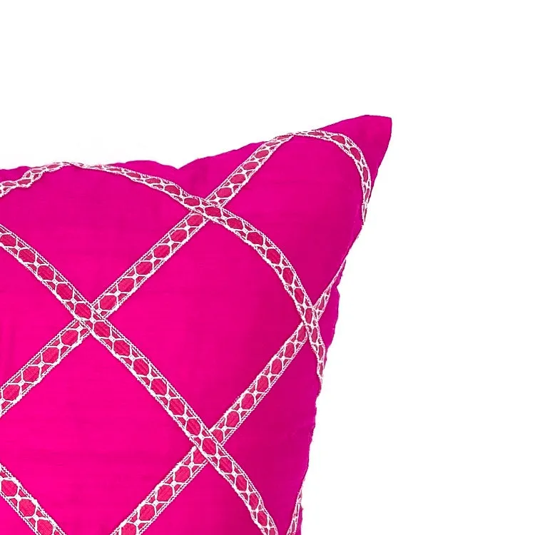 Hot Pink Glam Geometric Throw Pillow Cover 18x18