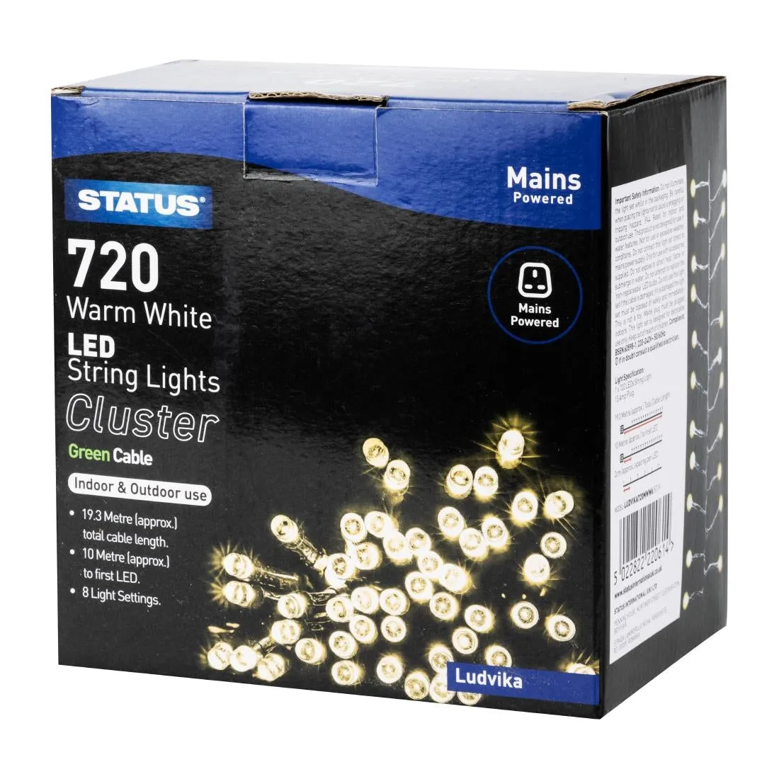 HY744 Status Ludvika 720 Warm White LED Indoor/Outdoor String Lights