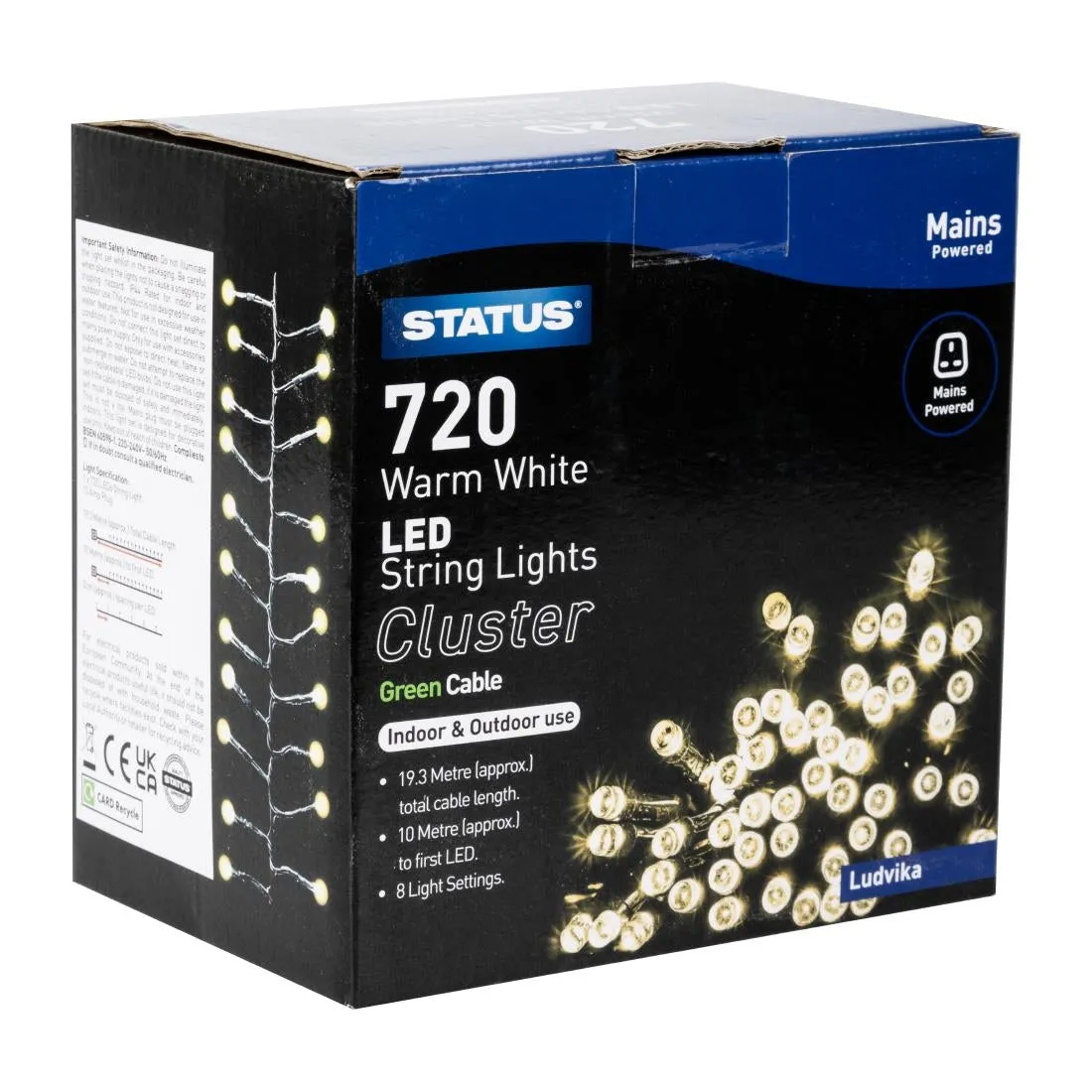 HY744 Status Ludvika 720 Warm White LED Indoor/Outdoor String Lights