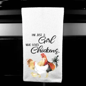 I'm Just a Girl Who Loves Chickens Microfiber Towel by Dasha Alexander