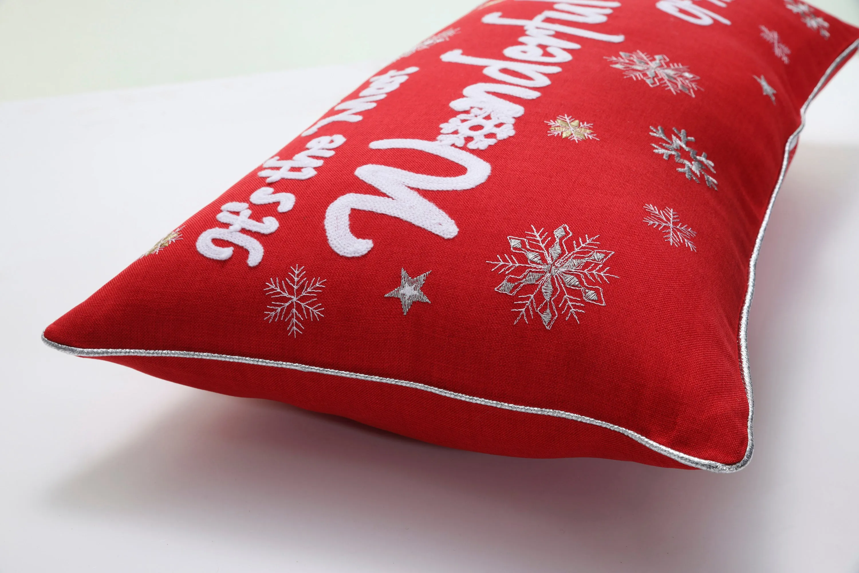 Indoor Most Wonderful Time Of The Year Christmas Rectangular Throw Pillow Cover