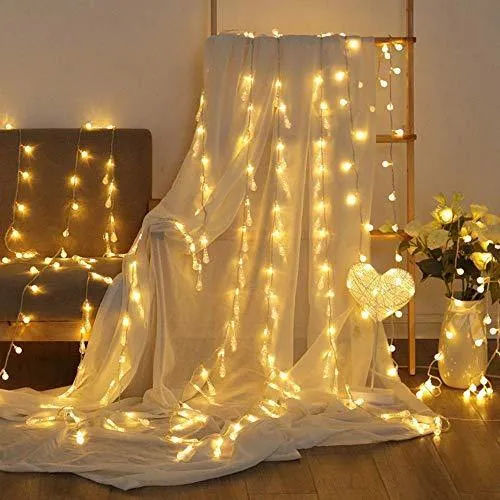 ITMumbai 20LED Crystal Drop Shape Fairy String Lights for Home Lighting Decoration (4 Meter Long Warm White) 2 Pin Plug