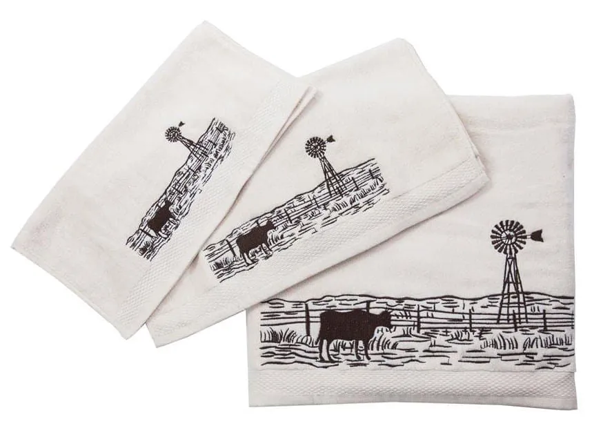 Jasper Embroidered Windmill Landscape Towel Set