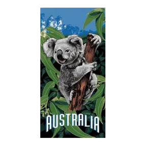 Koala on Eucalyptus Tree Beach Towel