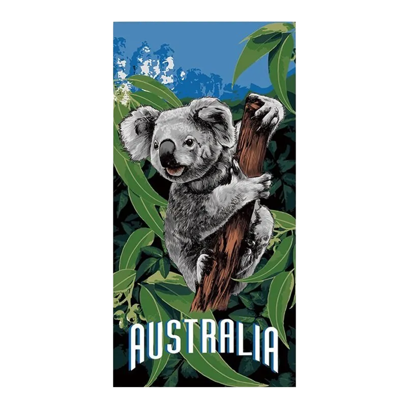 Koala on Eucalyptus Tree Beach Towel