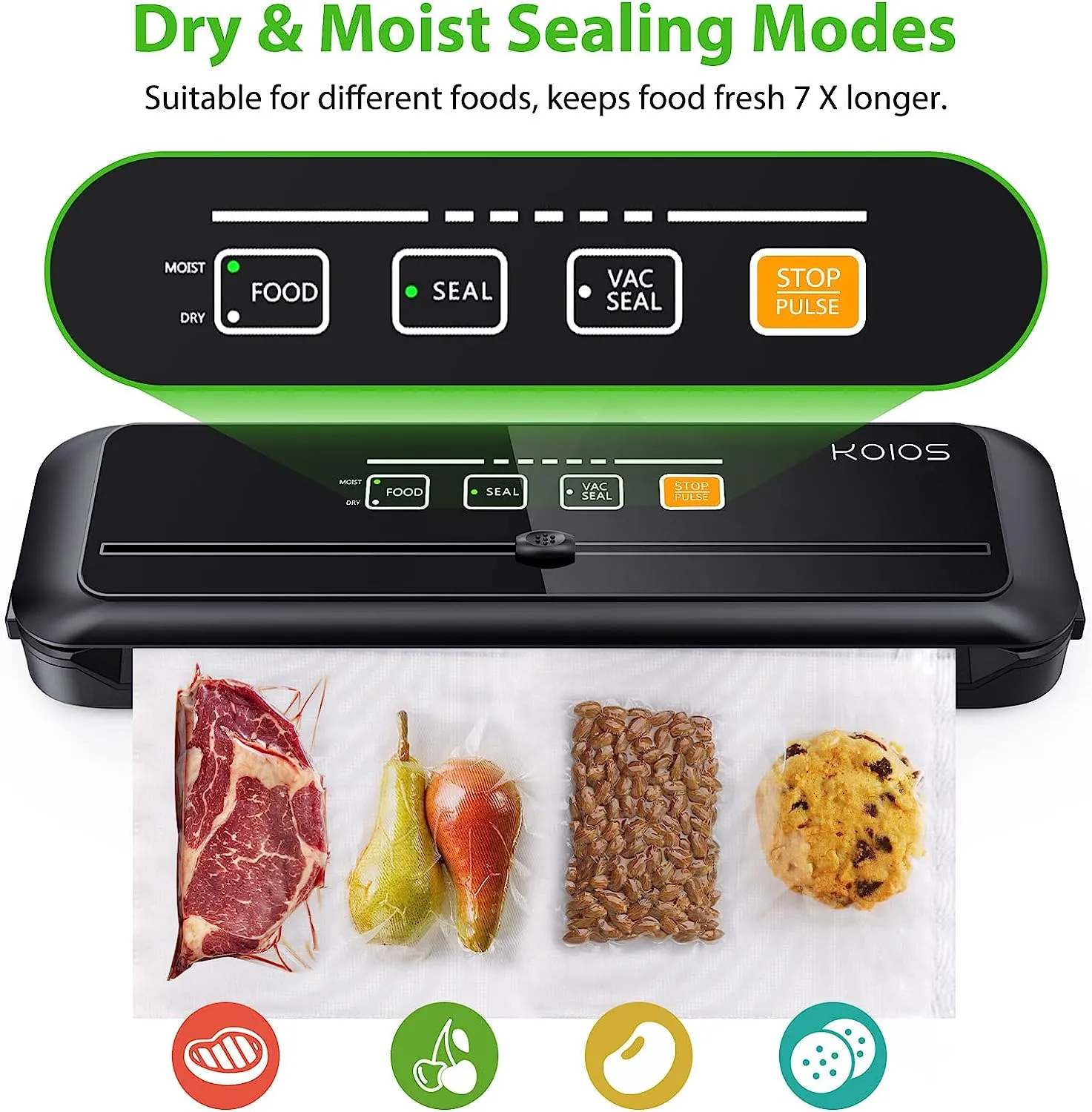 KOIOS VS6621 86 kpa Vacuum Sealer, Automatic Food Sealer with Cutter