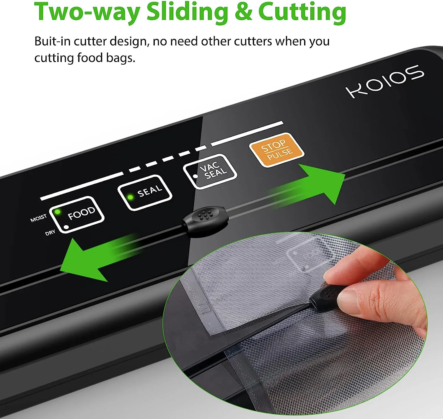 KOIOS VS6621 86 kpa Vacuum Sealer, Automatic Food Sealer with Cutter