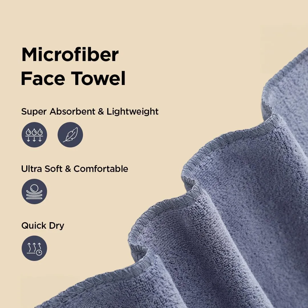 Kuber Industries Face Towel | Microfiber Hand Towel | Antibacterial Face Towel | Hair & Face Towel for Man | 400 GSM Towel | SHXS40601 | SHXS.. | Pack of 2 | Gray & Blue