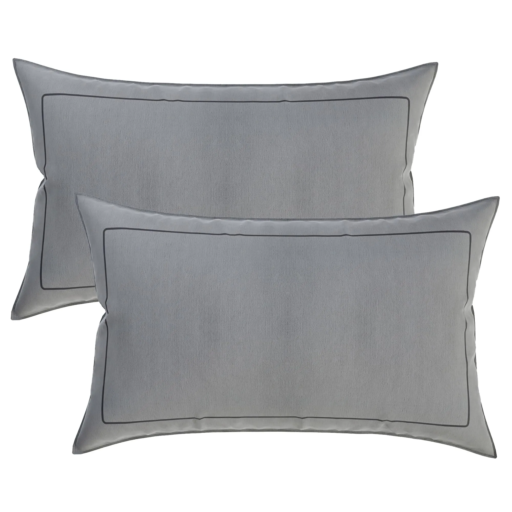 Kuber Industries Pillow Cover | Cotton Pillow Cover | Pillow Cover for Bedroom | Cushion Pillow Cover for Living Room | Plain Border Pillow Cover Set | Set of 2 | Gray