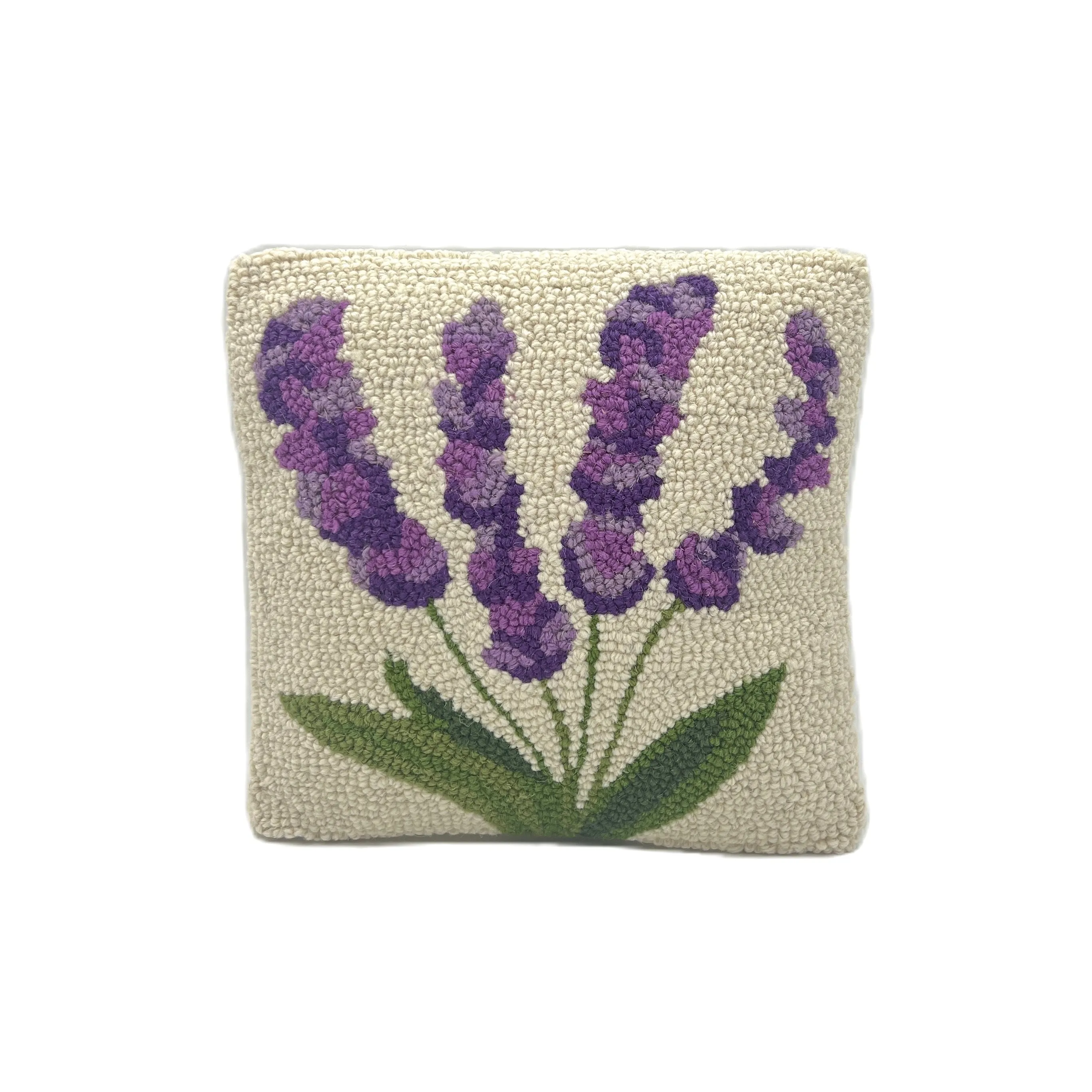 Lavender Bouquet Wool Hooked Pillow