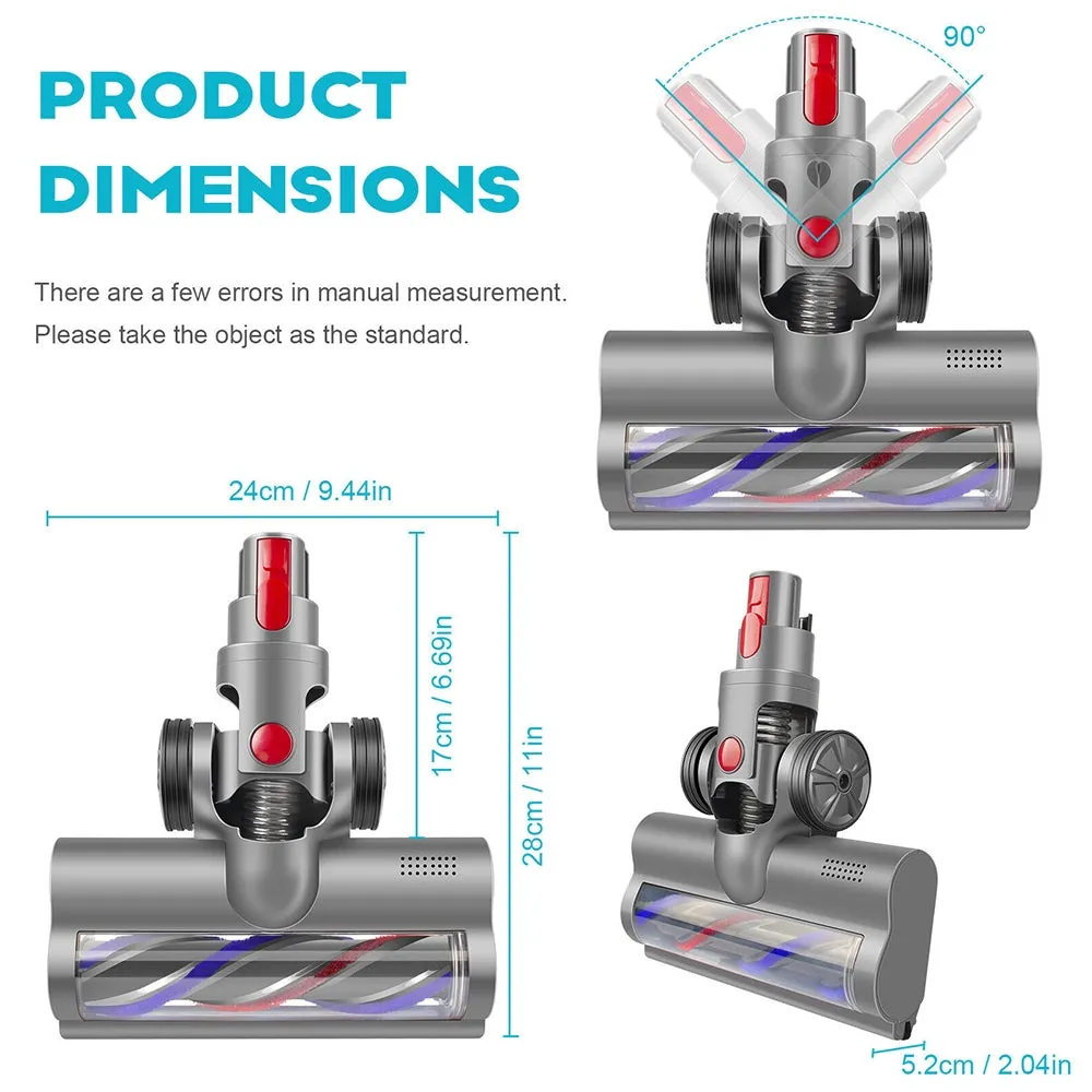 LED Turbo Brush Roller Head for Dyson V7-V15 - Powerful Suction, Quick Release