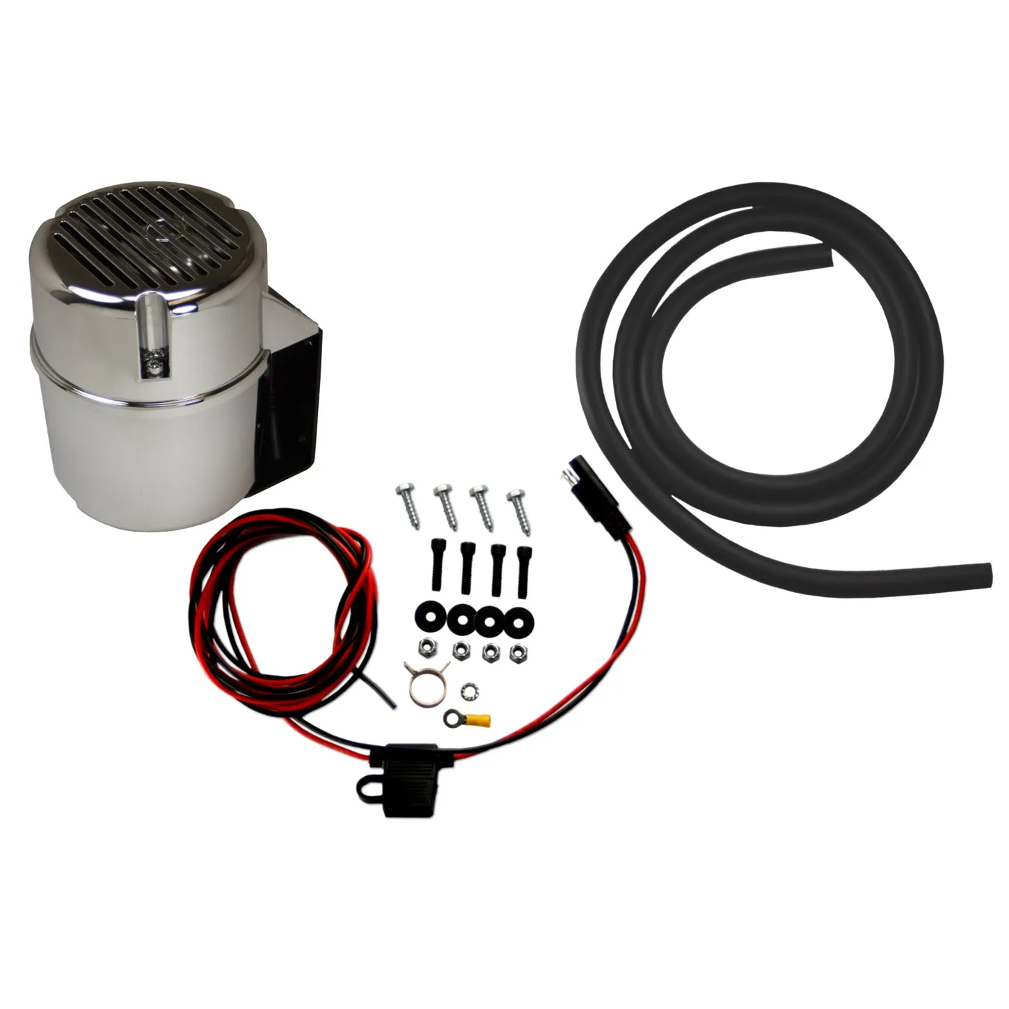 Leed Chrome Bandit Vacuum Pump - Electric - 12V - Hardware/Hose/Wiring Included - Chrome Housing