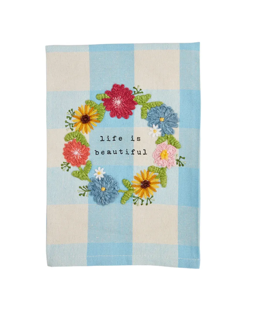 Life is Beautiful Embroidered Towel