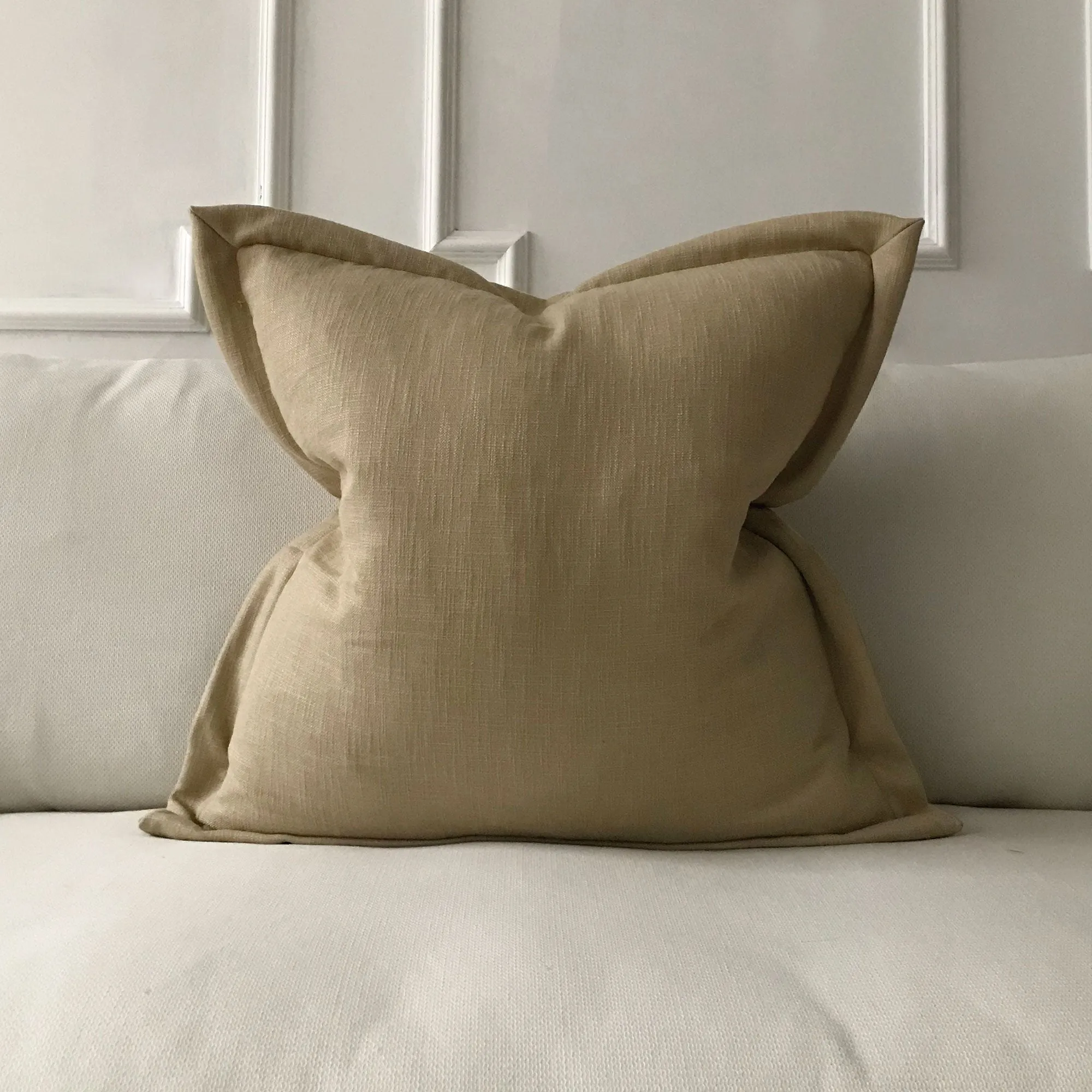 Light Brown Solid Linen Euro Sham 27x27