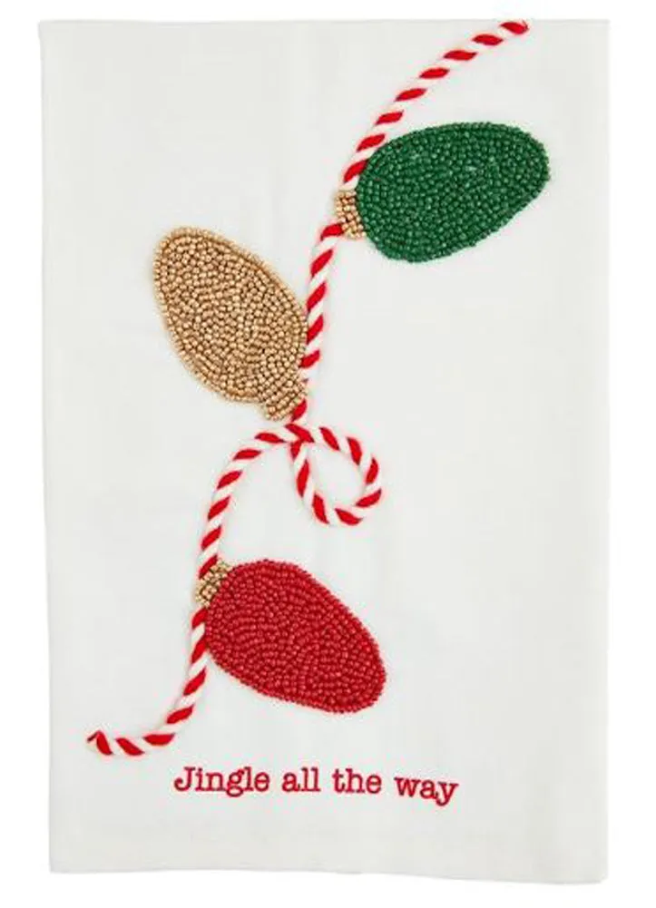 Lights Xmas Bead Towel by Mud Pie