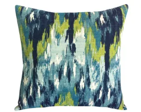 Lime, Navy Blue and Turquoise Watercolor Pillow Cover / 12 x 18 18 x 18 20 x 20 22 x 22 24 x 24 26 x 26 pillow case