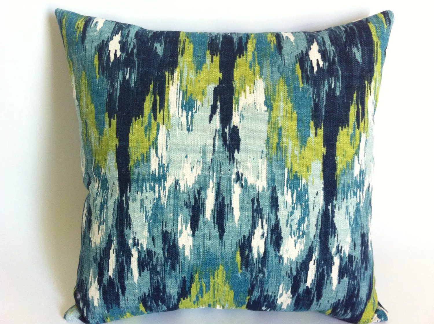 Lime, Navy Blue and Turquoise Watercolor Pillow Cover / 12 x 18 18 x 18 20 x 20 22 x 22 24 x 24 26 x 26 pillow case